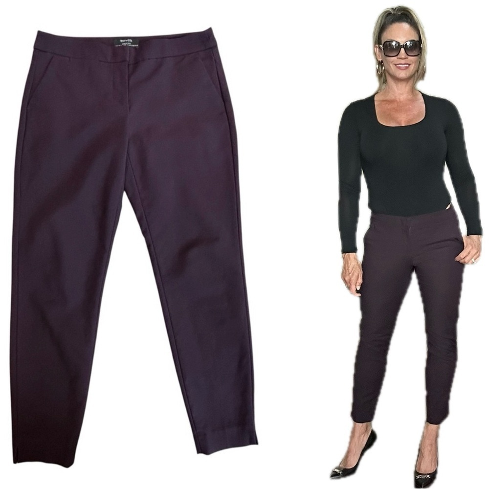 RW&CO dark plum purple ankle slim pants Sz 4 mid rise